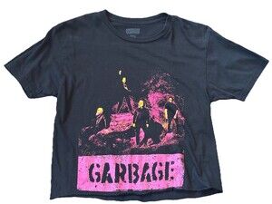 American Classics black T-shirt Band "Garbage"  One Mile High Cut Off Cropped S